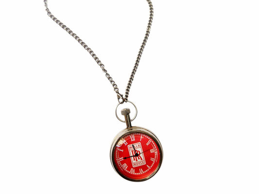 Brand New Pure Brass Silver Finsh Rolls Royce Red - RR Logo Pocket Watch With Chain available at 