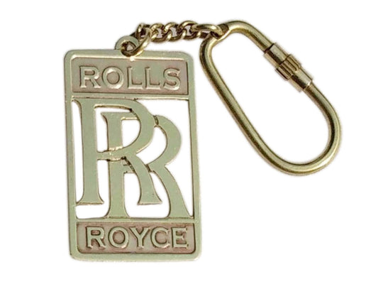 Heavy Brass Keychain for ROLLS ROYCE RR Logo Key Ring Antique Collectable