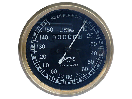 10-150/0-150 Mph Smiths Black Face Speedometer - Royal Enfield / BSA