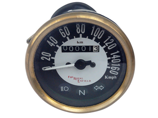 0-160 Kmph Black Face Speedometer Brass Bazel Fit For Royal Enfield Classic