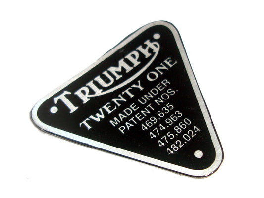 Vintage 1920S Triumph Aluminium Timing Cover Patent Plate Badge Part No-70-4016 C available at 