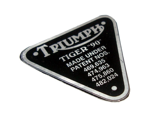 Vintage Triumph Patent Aluminum Plate Badge Timing Cover Tiger 90 Part No. 70-4016 D available at 