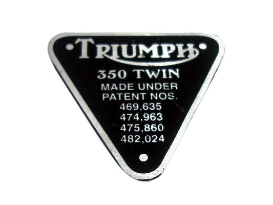 Vintage Triumph 350 Twin Aluminium Timing Cover Patent Plate Badge -70-4016F available at 