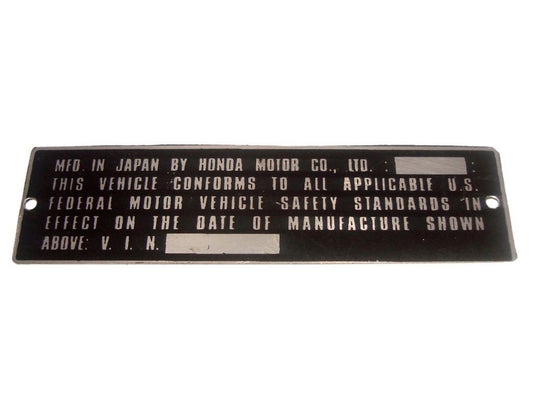 High Quality  Blank Data Plate For Honda Cb750 Cb750F For K0 K1 K2 K3 K4 K5 available at 