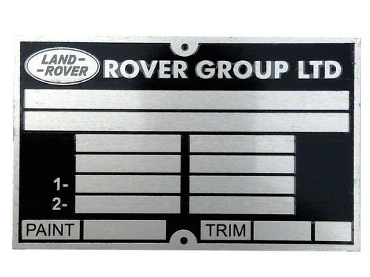 High Quality Anodized Aluminium Land Rover - Custom Manufacturer Etched Plate available at 