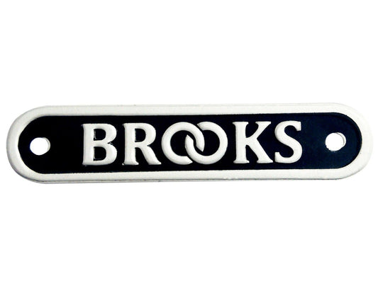 Brooks Embossed White Logo-Black Enameled Alu Saddle Badge Monogram Tag available at 
