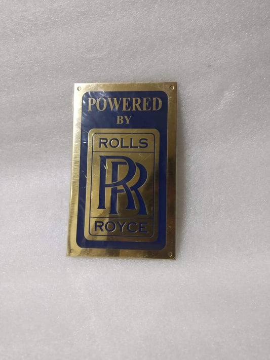 Brand New Rolls Royce Rare-Powered Engine Brass Plate/Badge