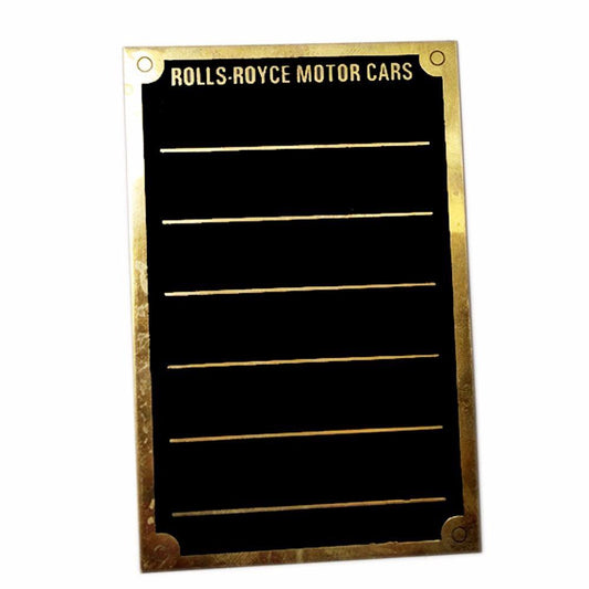 Rare Brand New Brass Rolls Royce Id Plate Black Coloured Enamel Backfill available at 