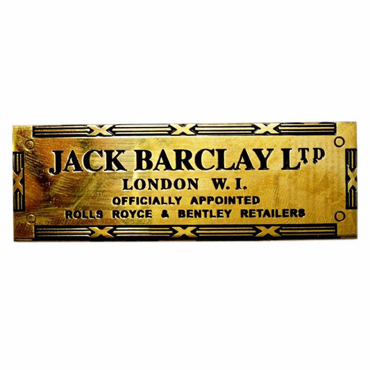 Hi Quality Dashboard Badge- Brass Jack Barclay Official Bentley & Rolls Royce available at 