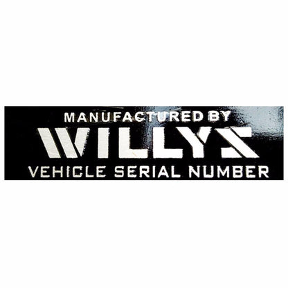 Willys USA Blank Data Plate Serial Number Id  Tag Custom Hot Street Rod Rat Rod