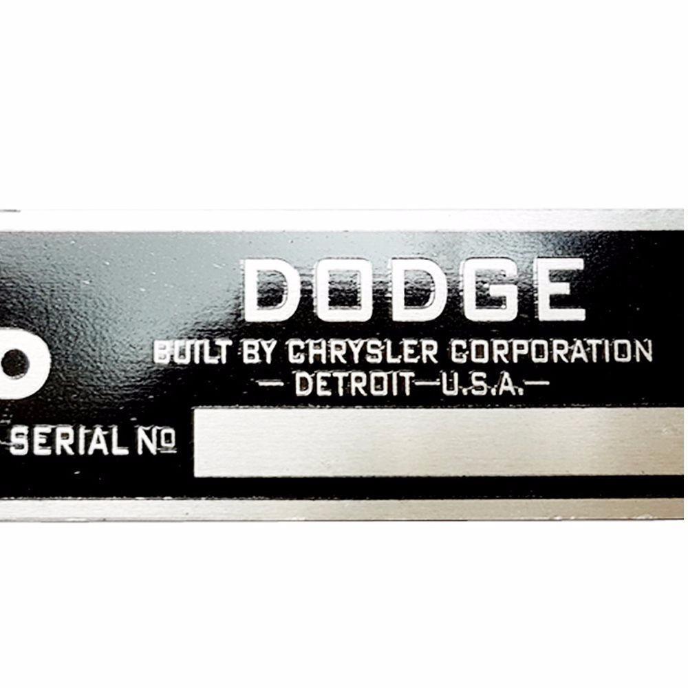 Vintage Dodge Blank Data Plate Serial Number Tag Street Rod Hot Rod Rat Rod