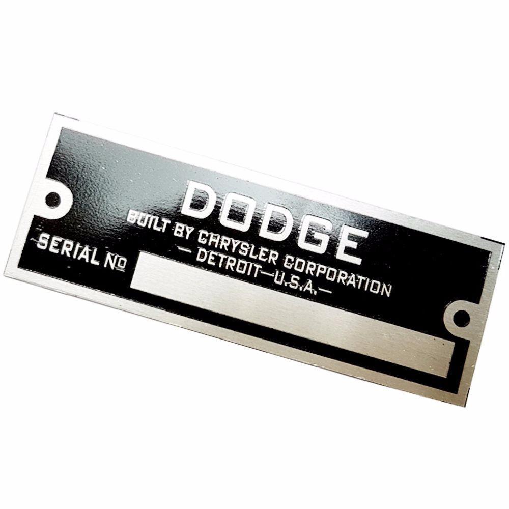 Vintage Dodge Blank Data Plate Serial Number Tag Street Rod Hot Rod Rat Rod