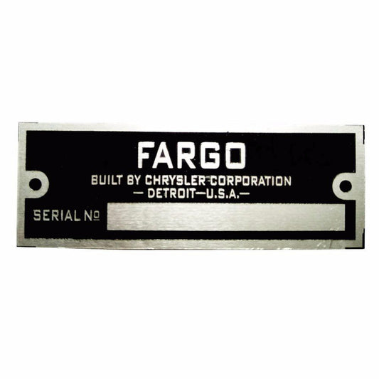 Fargo Blank Serial No.Id Tag Hot Rod Rat Street Rod Data Plate - Vintage Fargo Trucks