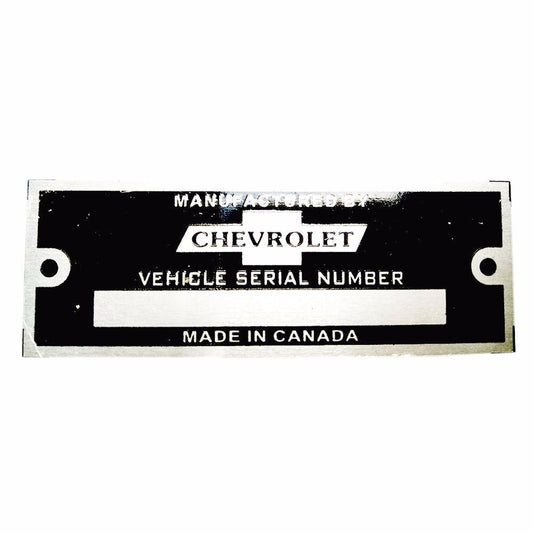 Custom Hot Street Rod Rat Rod-Chevrolet-Canada Blank Serial Number Data Plate Id Tag