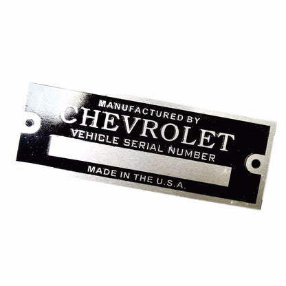 Hot Street Rod Rat Rod Custom - Chevrolet Blank Serial Number Id Tag Data Plate