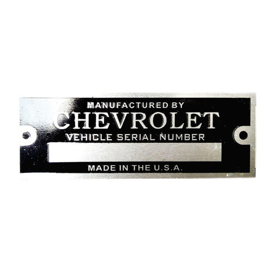 Hot Street Rod Rat Rod Custom - Chevrolet Blank Serial Number Id Tag Data Plate