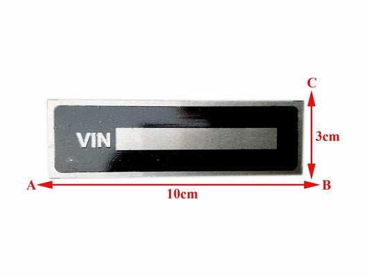 Universal Aluminium Deep Acid Etching Black VIN Data Plate (Auction Deal)