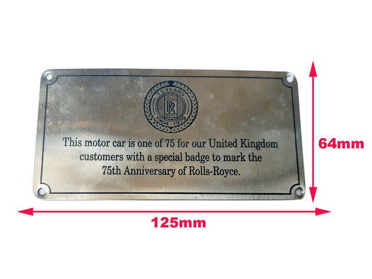 Vintage Special Rolls Royce 75th Anniversary Badge United Kingdom Rare 1979