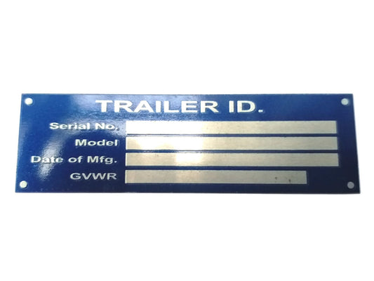 Brand New Trailer Truck Blue Data Plate VIN Tag Serial Model # ID Tag Gvwr