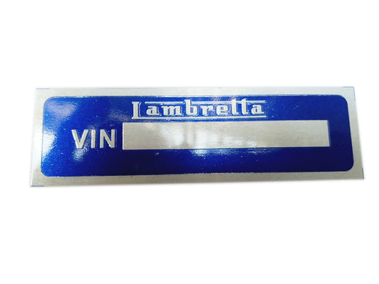 Aluminium Acid Etched Lambretta VIN Data Plate Blue -Lambretta Scooter