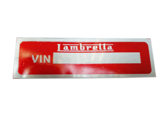 Aluminium Acid Etched Lambretta VIN Data Plate Red - Lambretta Scooter