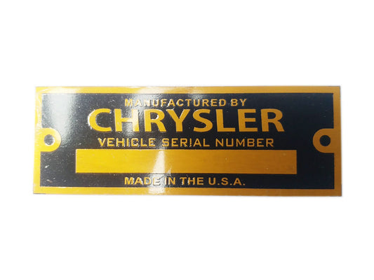 Chrysler Golden Finish Blank Serial Number Id Tag Data Plate Hot Street Rod Rat Rod