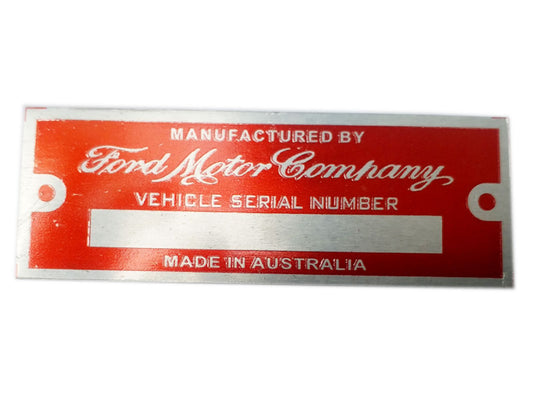 Ford Motor Company Australia Red Data Plate Serial Number ID Tag Hot Rod Rat