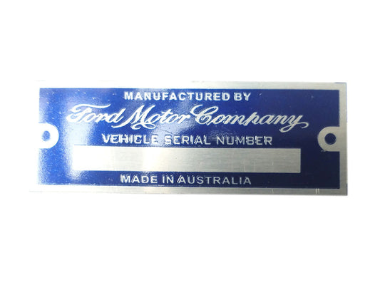 Ford Motor Company Australia Blue Data Plate Serial Number ID Tag Hot Rod Rat