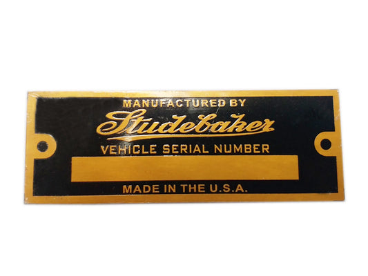 Studebaker Golden Blank Serial Number Data Plate ID Tag Hot Rod Rat Rod Street