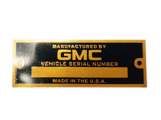 GMC Blank Golden Data Plate Serial Number ID Tag Hot Street Rod Rat Rod Custom