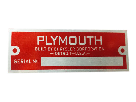 Plymouth Blank Red Data Plate Serial Number Id Tag Hot Rod Rat Street Rod Cars,Trucks