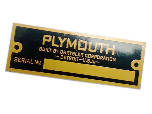 Plymouth Blank Golden Data Plate Serial Number Id Tag Hot Rod Rat Street Rod Cars,Trucks