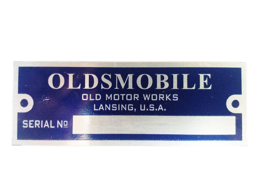 Oldsmobile Blank Serial Number Blue Data Plate Tag Street Rod Hot Rod Rat Rod
