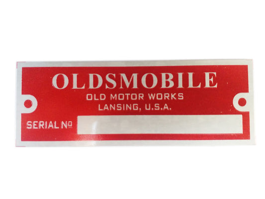 Oldsmobile Blank Serial Number Red Data Plate Tag Street Rod Hot Rod Rat Rod