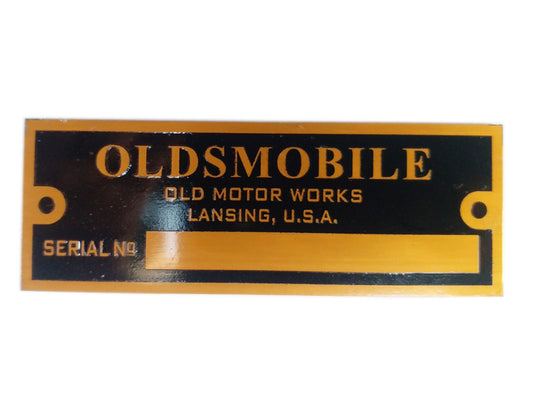 Oldsmobile Blank Serial Number Golden Data Plate Tag Street Rod Hot Rod Rat Rod
