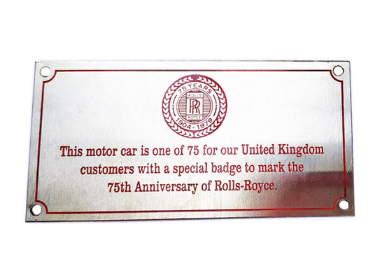 Vintage Special Rolls Royce 75th Anniversary Red Badge United Kingdom Rare 1979